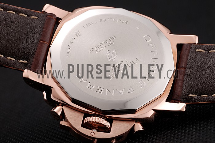 Panerai Radiomir 8 Days Chronograph White Dial Rose Gold Case Brown Leather Strap 1453796