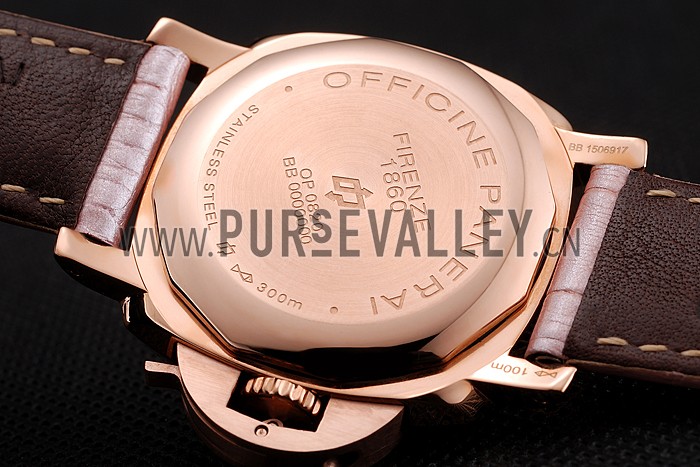 Panerai Radiomir Black Dial Diamond Bezel Rose Gold Case Pink Leather Strap 1453801