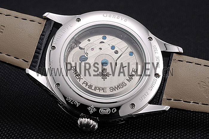 Patek Philippe Day Date Tourbillon Black Dial Stainless Steel Case Black Leather Strap 622839