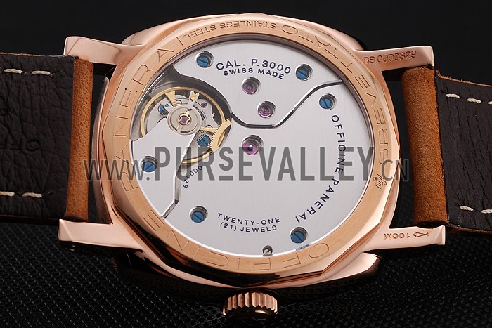 Swiss Panerai Radiomir 1940 Black Dial Rose Gold Case Brown Suede Leather Strap 1453844