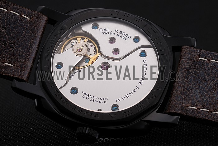 Swiss Panerai Radiomir 1940 Black Dial Black PVD Case Brown Leather Strap 1453845