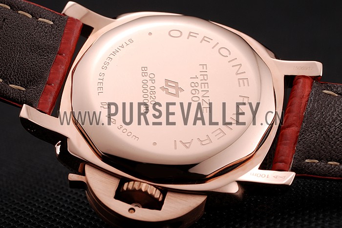 Panerai Radiomir Black Dial Rose Gold Case Red Leather Strap 1453806