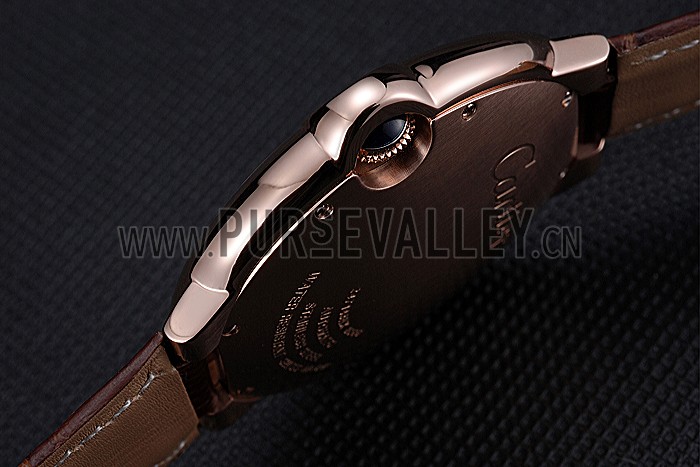 Swiss Cartier Ballon Bleu Brown Leather Bracelet 622064