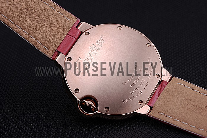 Swiss Cartier Ballon Bleu de Cartier White Dial Diamonds Case Pink Leather Bracelet 622553