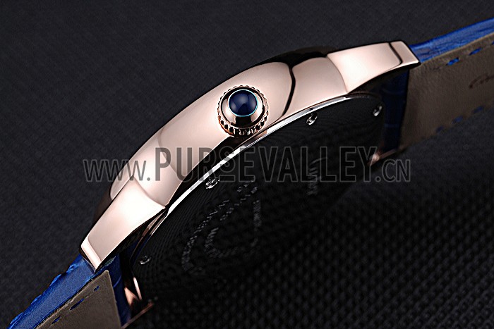 Swiss Cartier Ronde Solo Gold Case Blue Dial Roman Numerals 622203