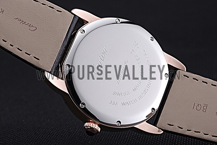 Swiss Cartier Ronde Solo Gold Diamond Case Black Dial Roman Numerals 622207