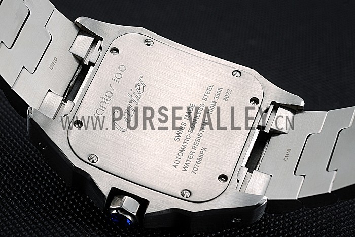 Swiss Cartier Santos White Dial Gold Bezel Steel Case And Bracelet 622881