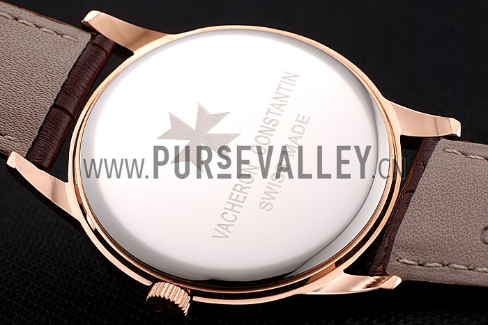 Vacheron Constantin Patrimony Chronometre Royal White Dial Rose Gold Case Brown Leather Strap
