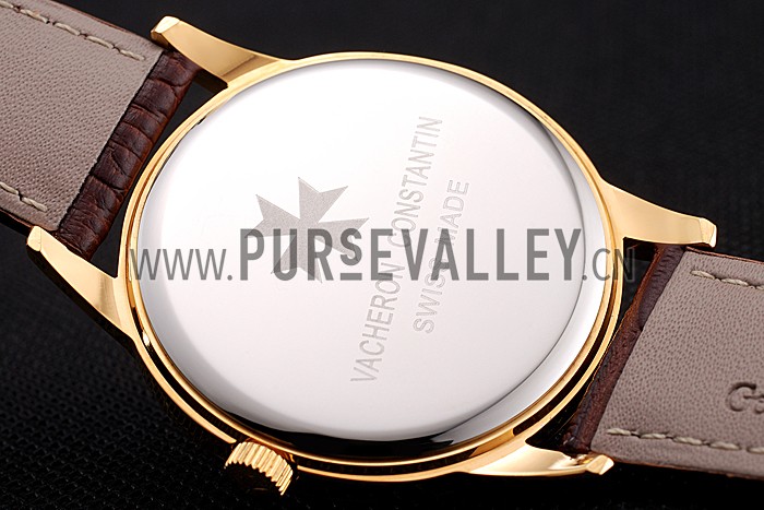 Vacheron Constantin Patrimony Chronometre Royal Gold Dial Gold Case Brown Leather Strap