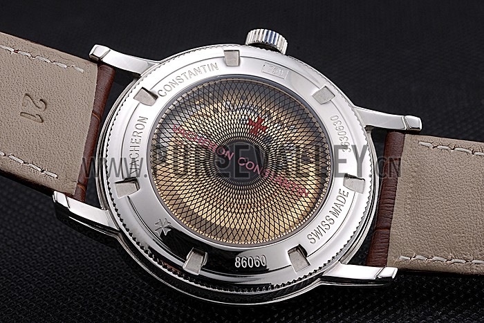 Swiss Vacheron Constantin Patrimony Contemporaine Stainless Steel Case White Dial Brown Leather Bracelet 622684