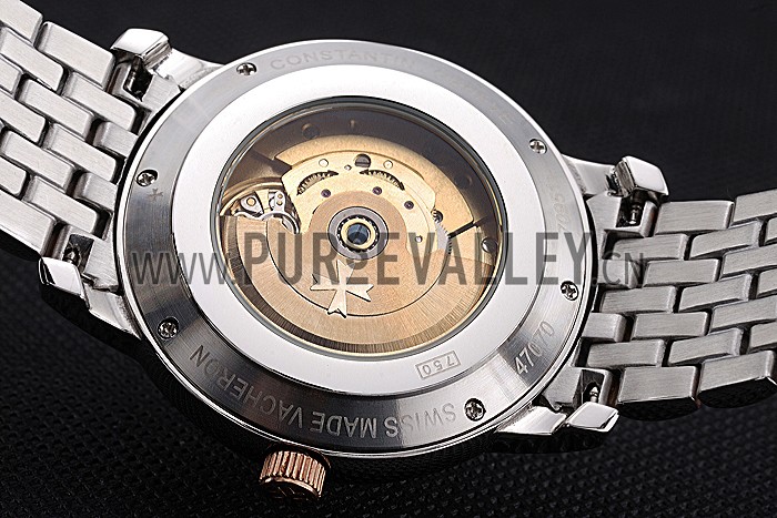 Vacheron Constantin Patrimony Black Dial Rose Gold Case Two Tone Bracelet 62293