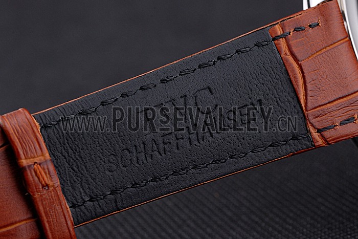 IWC Portugieser Chronograph White Dial Steel Hands And Numerals Stainless Steel Case Brown Leather Strap