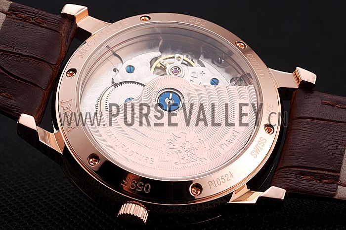 Piaget Altiplano Date Silver Dial Rose Gold Case Brown Leather Strap