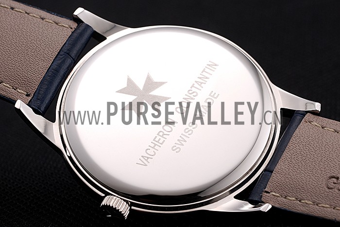 Vacheron Constantin Patrimony Chronometre Royal White Dial Stainless Steel Case Blue Leather Strap