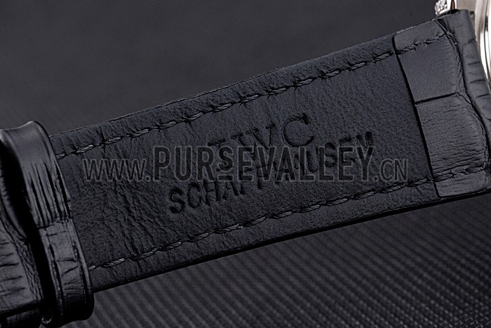 IWC Portugieser Chronograph White Dial Blue Hands And Numerals Steel Case With Diamonds Black Leather Strap