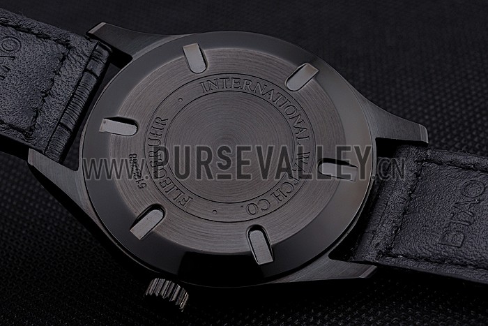 IWC Mark XVll Black Dial Black Stainless Steel Case Black Leather Strap