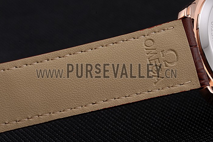 Omega Tresor Master Co-Axial Black Dial Rose Gold Case Brown Leather Strap