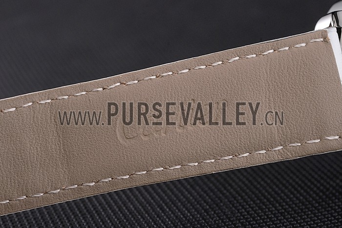 Cartier Ronde Louis Cartier White Dial Stainless Steel Case White Leather Strap