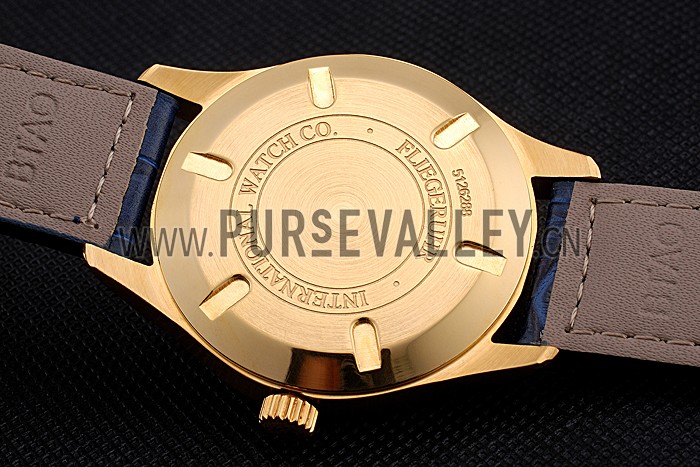 IWC Mark XVll Blue Dial Gold Stainless Steel Case Blue Leather Strap