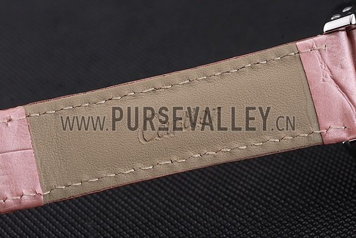 Cartier Tortue Large Date White Dial Stainless Steel Case Pink Leather Strap