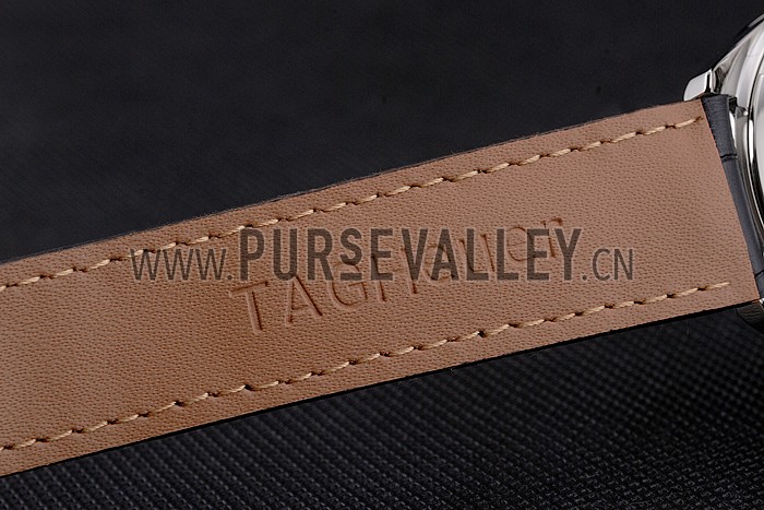 Swiss Tag Heuer Carrera Calibre 5 Black Dial Stainless Steel Case Black Leather Strap