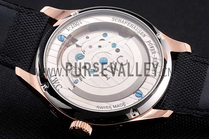 IWC Pilot Tourbillon White Dial Rose Gold Case Black Textile Strap