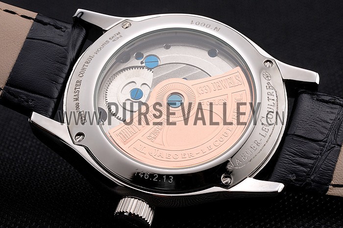 Jaeger LeCoultre Master Moonphase Tourbillon White Dial Stainless Steel Case Black Leather Strap