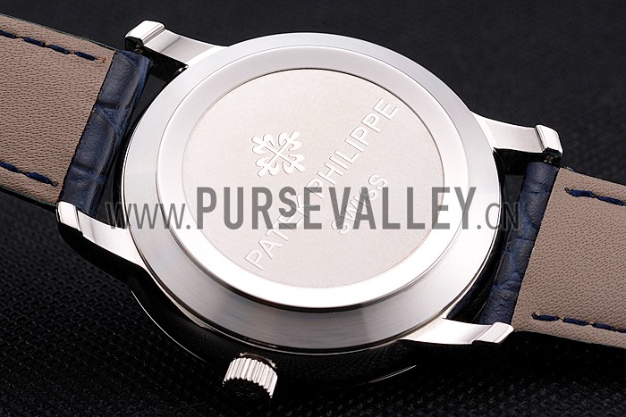 Patek Philippe Calatrava Date Blue Dial Stainless Steel Case Blue Leather Strap