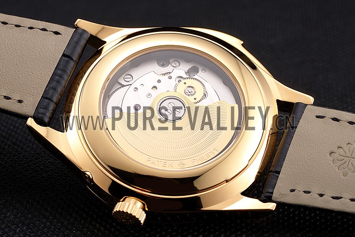 Swiss Patek Philippe Grand Complications Perpetual Calendar Blue Dial Gold Case Diamond Bezel Black Leather Strap