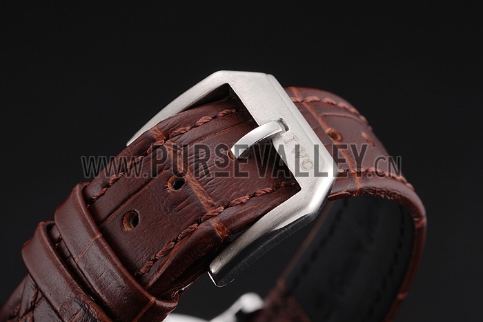 IWC Portofino Silver Dial Stainless Steel Case Diamonds Bezel Brown Leather Strap