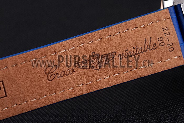 Breitling Chronomat Patrouille De France Blue Dial Stainless Steel Case Blue Leather Strap