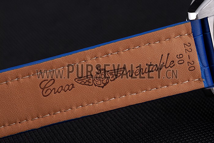 Breitling Chronomat Frecce Tricolori Blue Dial Stainless Steel Case Blue Leather Strap