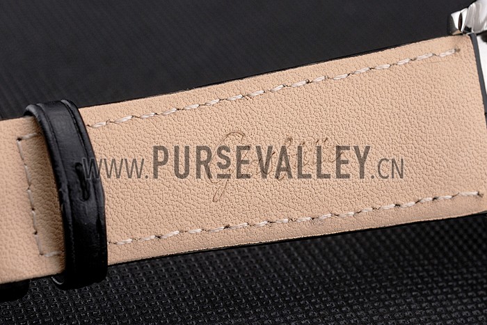 Glashutte Original Black Dial Stainless Steel Case Black Leather Strap