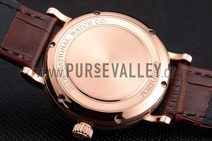 IWC Portofino Day And Night Silver Dial Rose Gold Case Brown Leather Strap