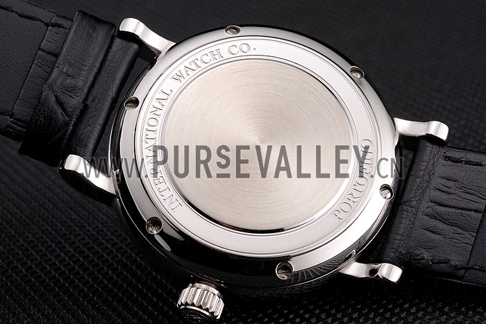 IWC Portofino Day And Night Silver Dial Stainless Steel Case Black Leather Strap