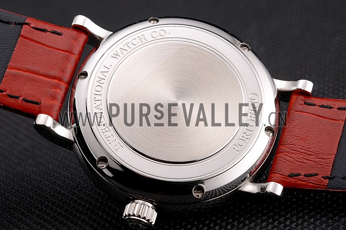 IWC Portofino Day And Night White Dial Stainless Steel Case Red Leather Strap