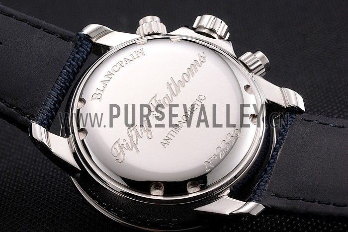 Swiss Blancpain Fifty Fathoms Flyback Chronograph Blue Dial Blue Bezel Stainless Steel Case Blue Canvas Strap