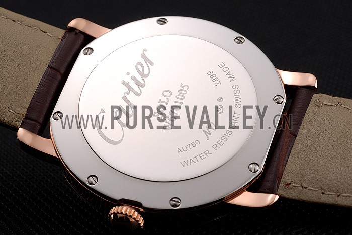 Cartier Ronde Solo Brown Dial Rose Gold Case Brown Leather Strap