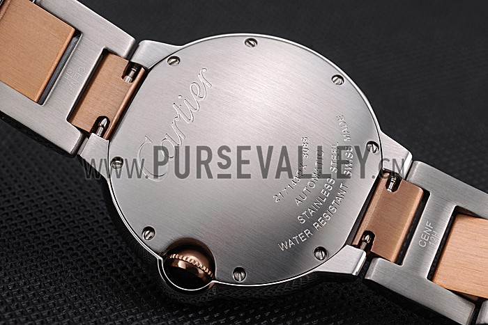 Swiss Ballon Blue De Cartier Diamond Steel Case White Dial Roman Numerals Two Tone Bracelet 622647