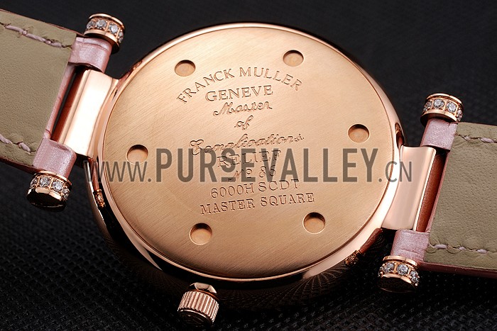 Franck Muller Double Mistery Ronde White Dial Rose Gold Case Light Pink Leather Strap