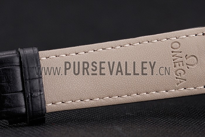 Omega Seamaster Vintage Chronograph Blue Dial Diamond Hour Marks Gold Case Black Leather Strap