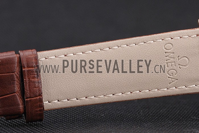 Omega Seamaster Vintage Chronograph White Dial Gold Case Brown Leather Strap