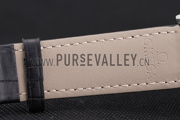 Omega Seamaster Vintage Chronograph White Dial Diamond Hour Marks Stainless Steel Case Black Leather Strap