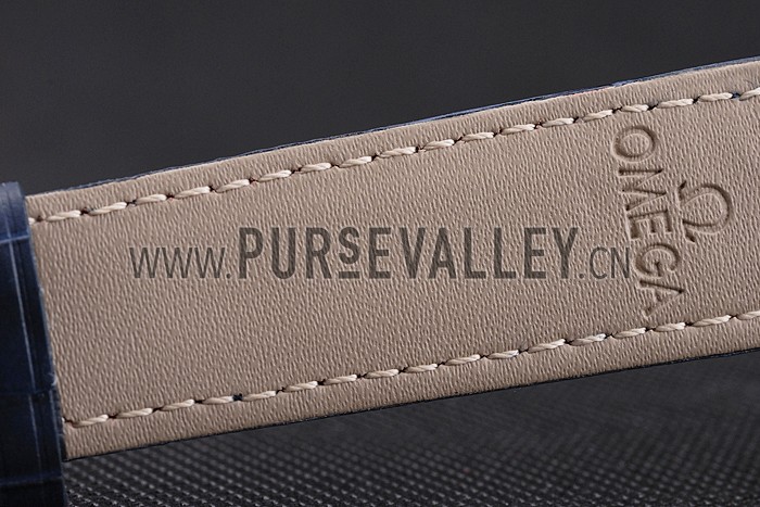 Omega Seamaster Vintage Chronograph White Dial Rose Gold Case Blue Leather Strap