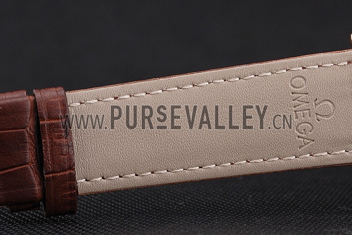 Omega Seamaster Vintage Chronograph White Dial Rose Gold Case Brown Leather Strap