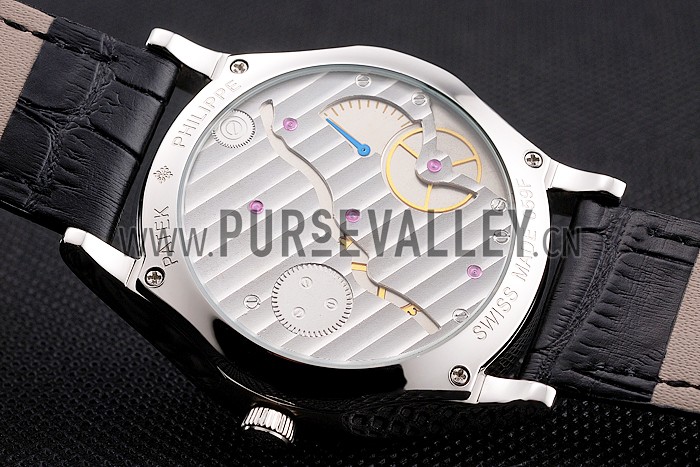 Patek Philippe Calatrava Date Black Dial Stainless Steel Case Black Leather Strap