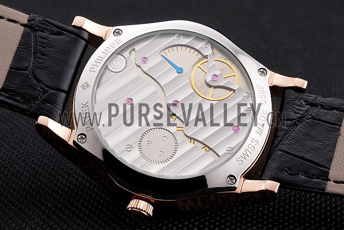 Patek Philippe Calatrava Date White Dial Rose Gold Case Black Leather Strap