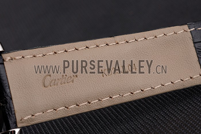 Swiss Cartier Ballon Bleu GMT Silver Dial Stainless Steel Case Black Leather Strap