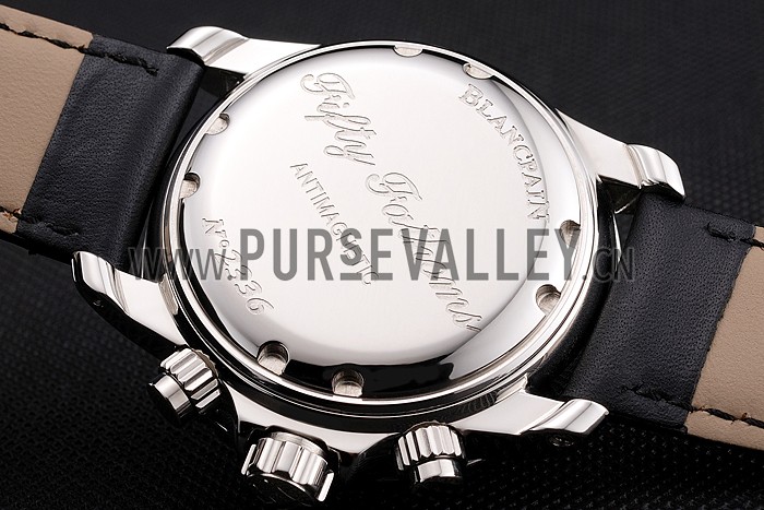 Swiss Blancpain Air Command Monaco YS Black Dial Stainless Steel Case Black Leather Strap