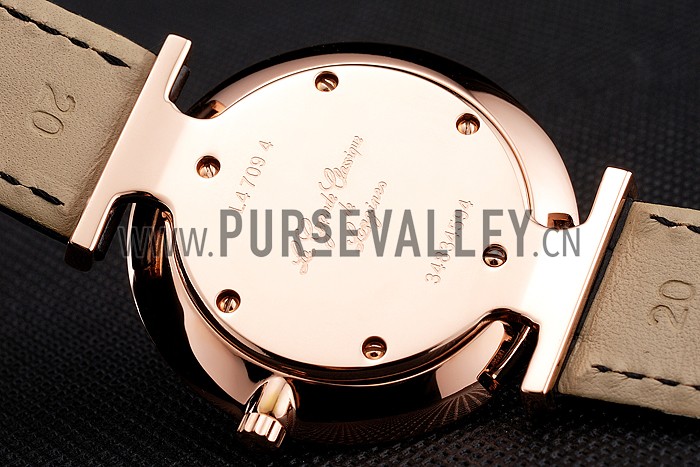 Swiss Longines Grande Classique White Dial Roman Numerals Rose Gold Case Black Leather Strap